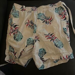 Free Planet White and Blue Athletic Shorts with Drawstring Waist